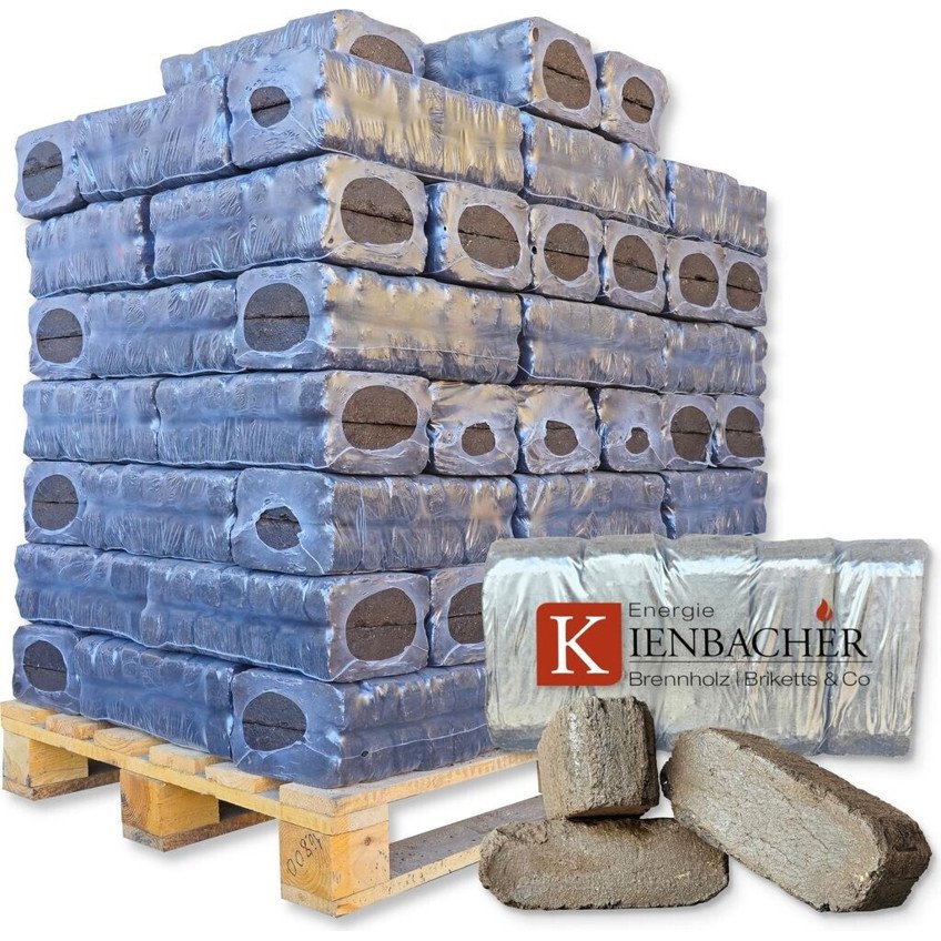 Energie Kienbacher 900 kg Hartholz Torfbriketts - Hochreine Torfkohle auf Palette (90 x 10 kg) - Naturkohle für effizientes Heizen Energie Kienbacher 900 kg Hartholz Torfbriketts - Hochreine Torfkohle auf Palette (90 x 10 kg) - Naturkohle für effizientes Heizen